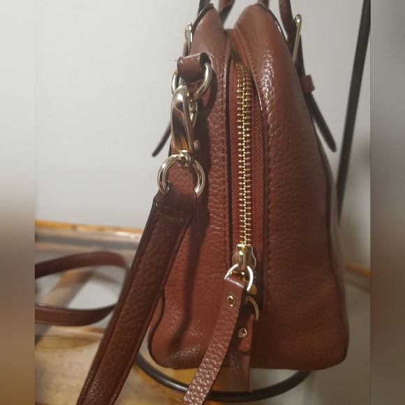 Kate Spade ♠️ Brown Leather Brighton Park Satchel Bag with Crossbody Strap - Picture 10 of 12
